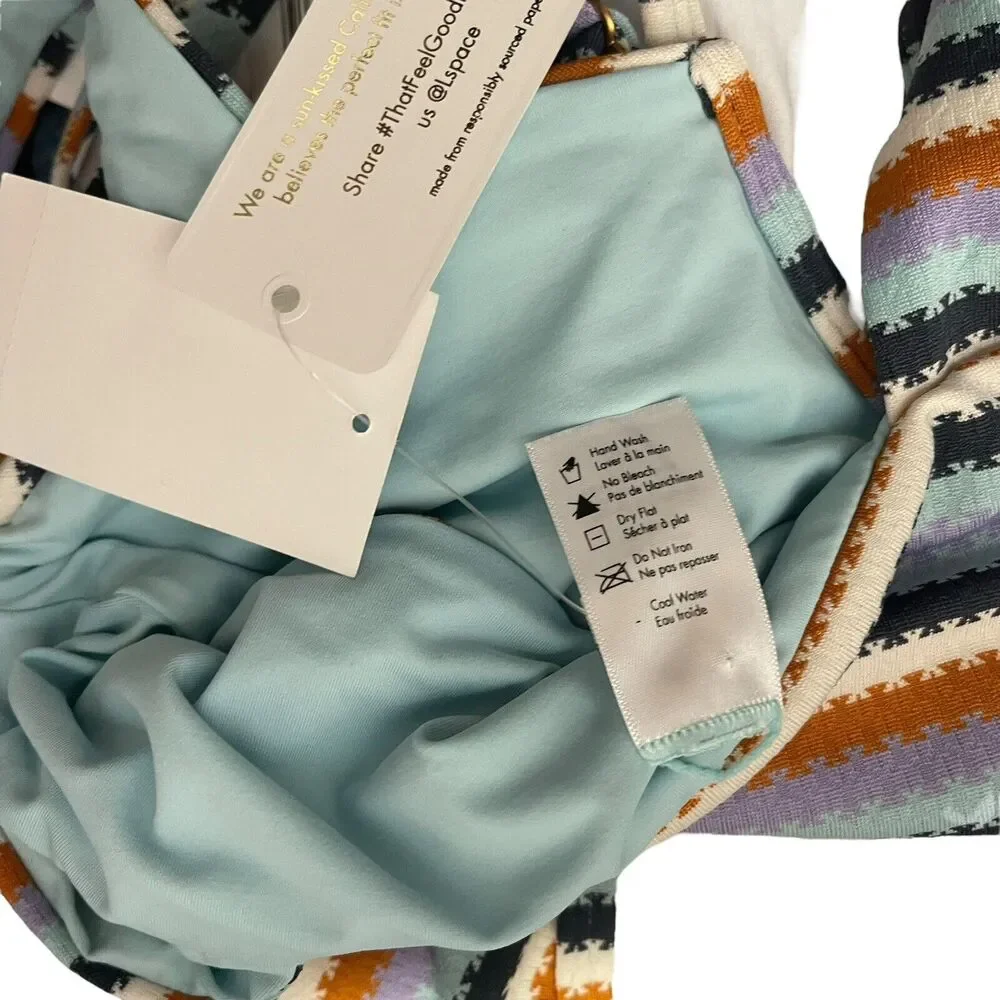 L*Space Small Lee Lee Bikini Top Printed Square Neck V NWT Swimwear Swim